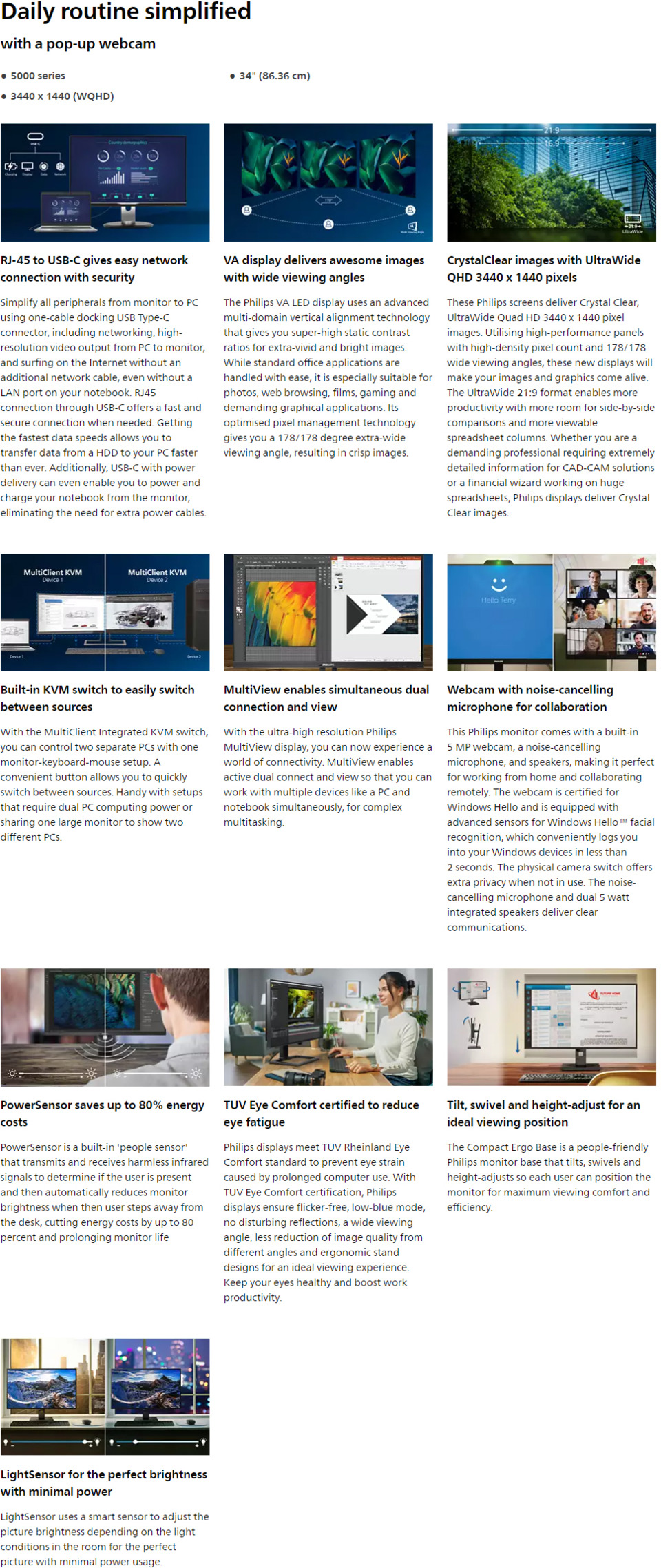 34 philips 34b1u5600ch curved wqhd usb-c va monitor