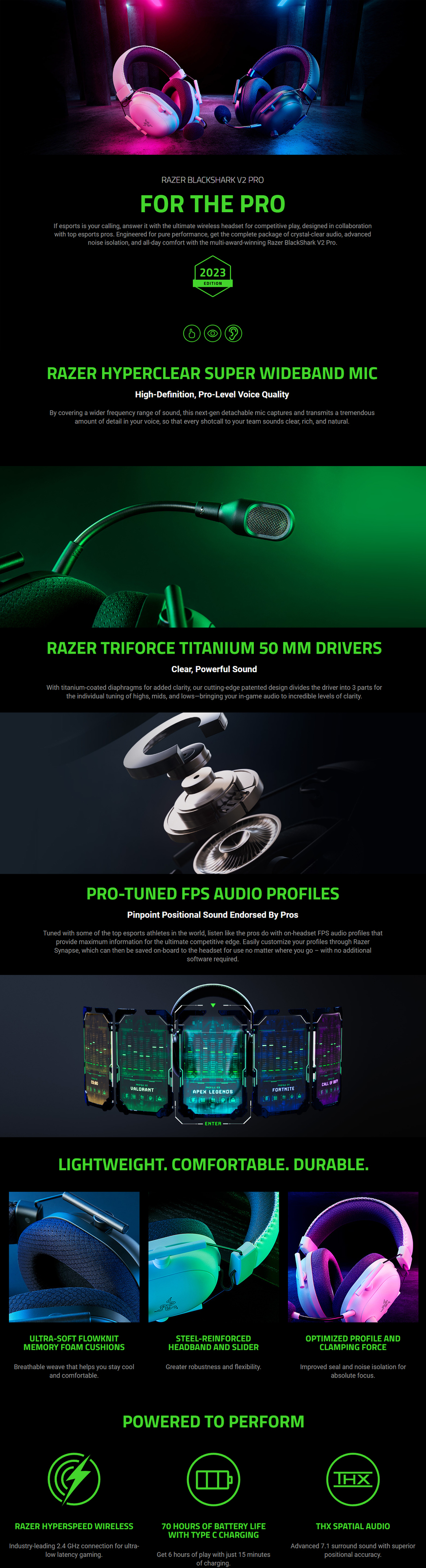 razer blackshark v2 pro wireless gaming headset