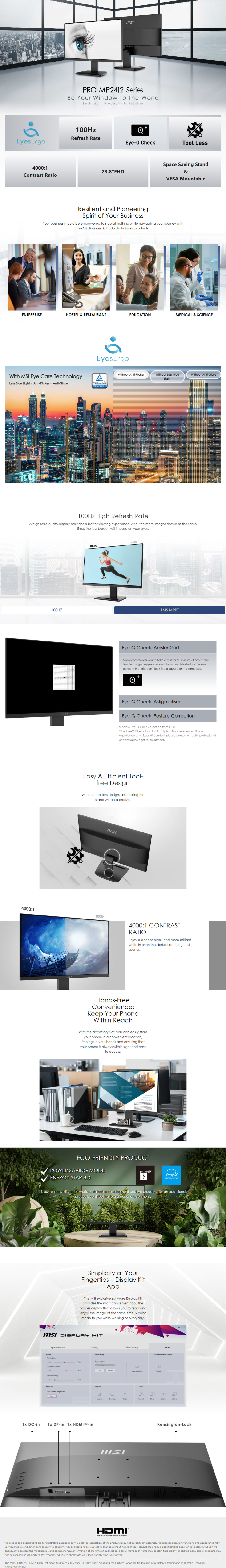 24 msi pro mp2412 100hz fhd va monitor