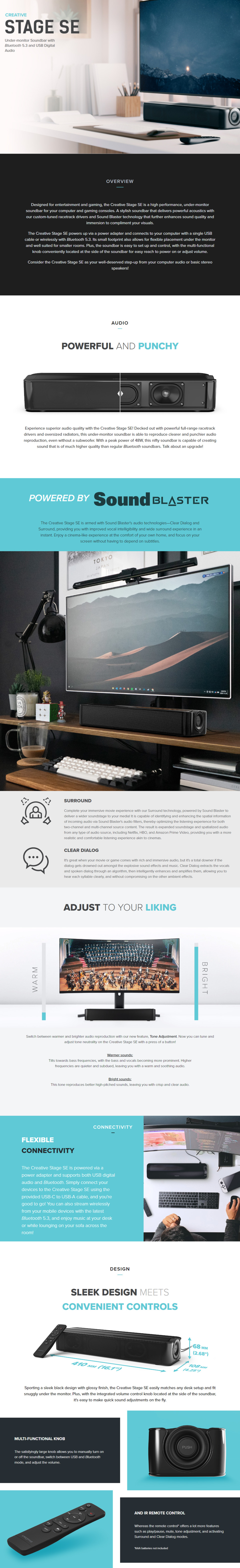 creative stage se bluetooth under monitor speaker black 51mf8410aa001