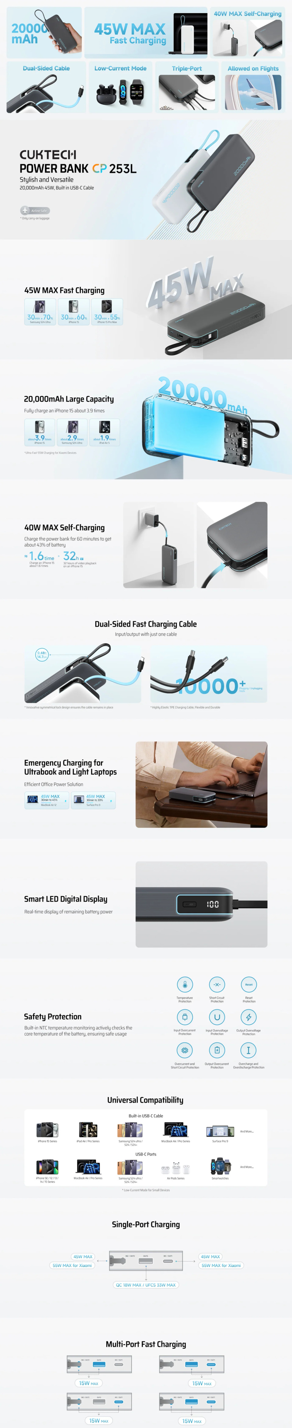 20000mah cuktech pb200n cp25 45w power bank grey