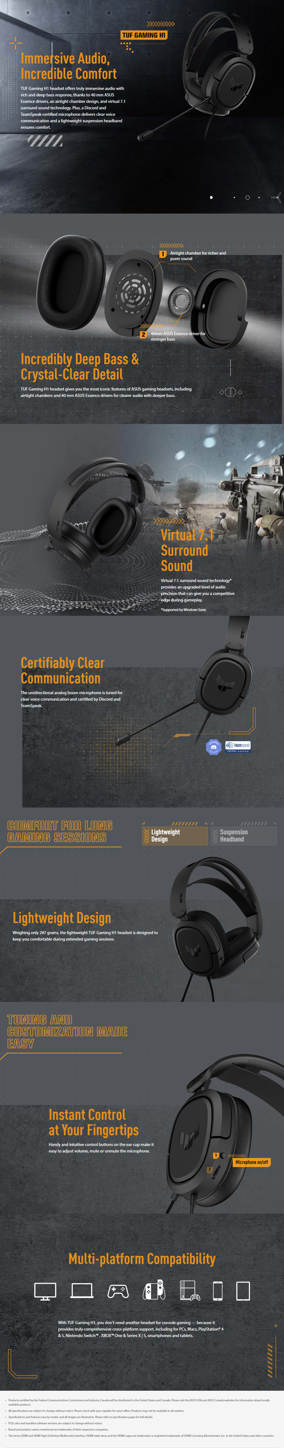 asus tuf gaming h1 black 35mm headset