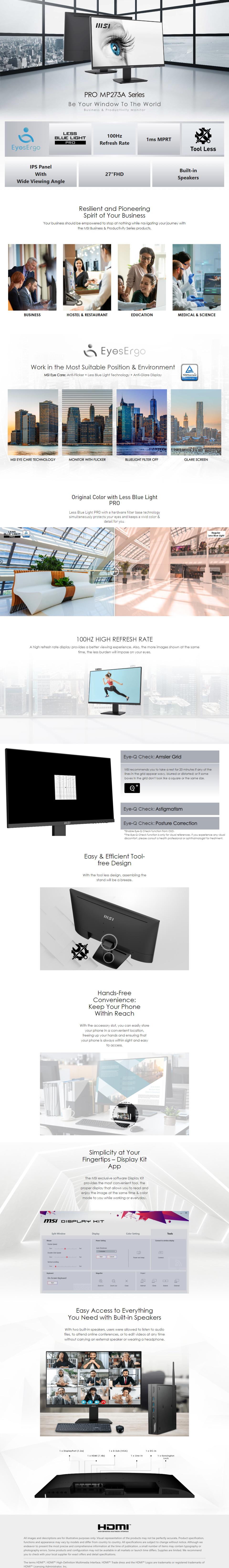 27 msi pro mp273a fhd ips monitor black