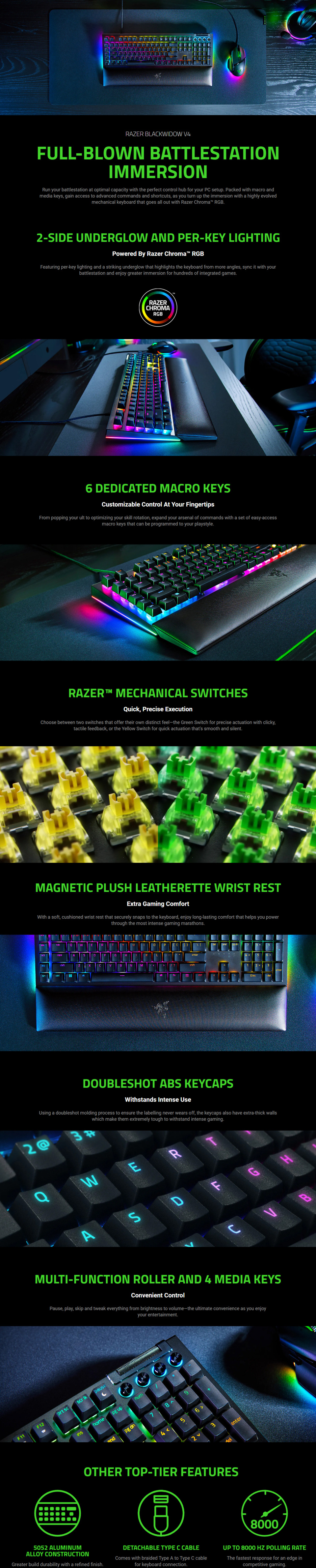 razer blackwidow v4 mechanical yellow switch gaming keyboard
