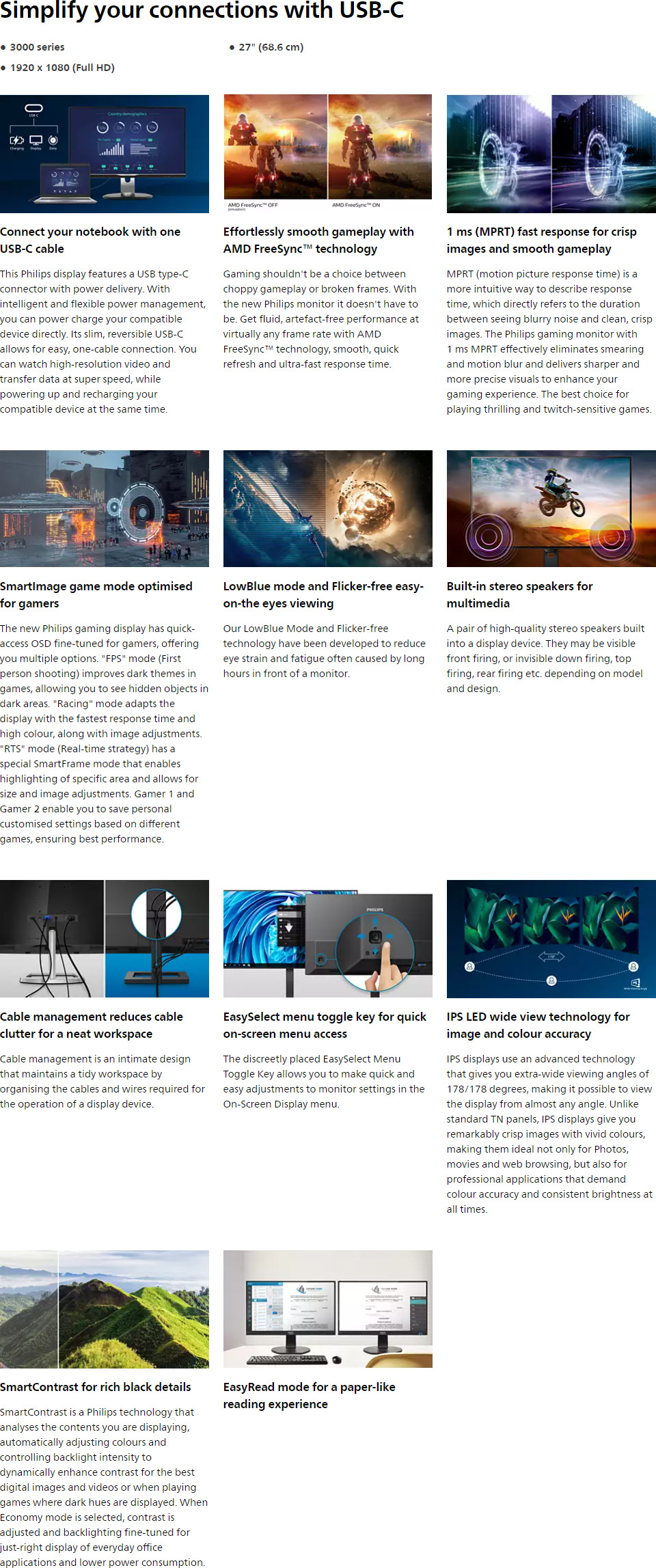 27 philips 27e1n3300a 75hz fhd adaptive sync ips monitor