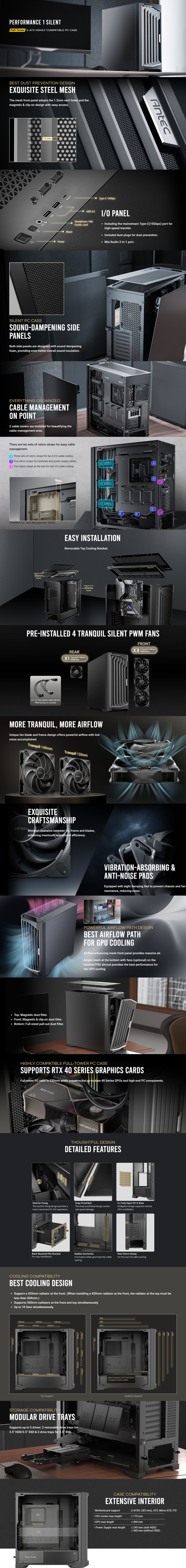 antec performance 1 ft silent e-atx case