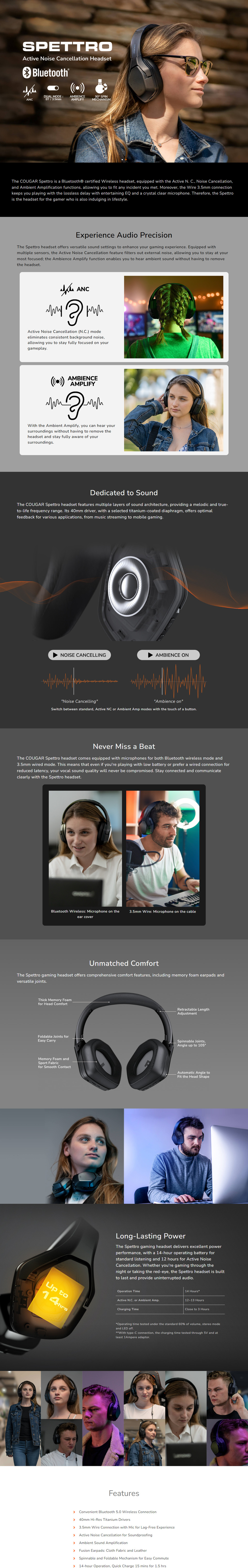 cougar spettro dual mode active noise cancellation headset