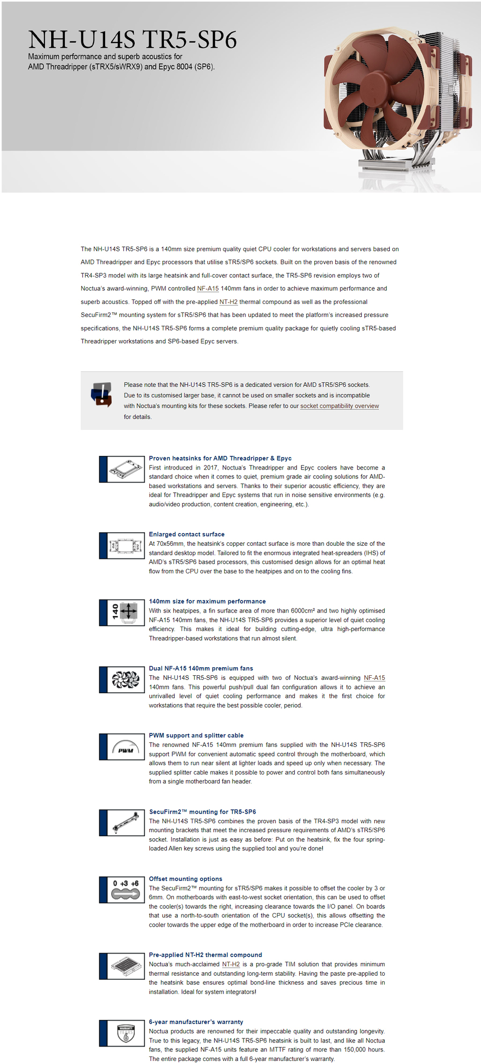 noctua nh-u14s tr5-sp6 amd cpu cooler