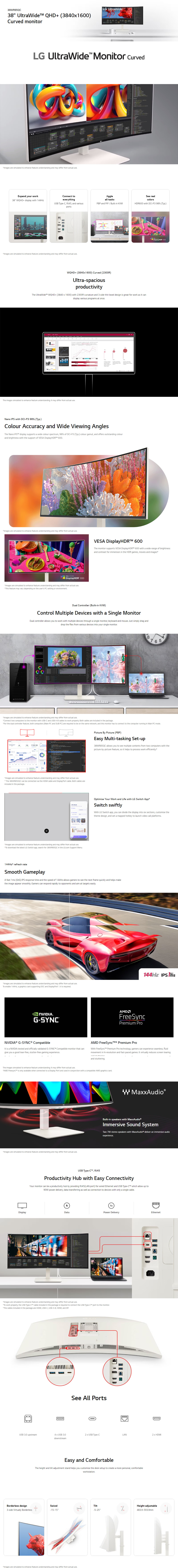 38 lg 38wr85qc-w ultrawide uwqhd 160hz ips gaming monitor