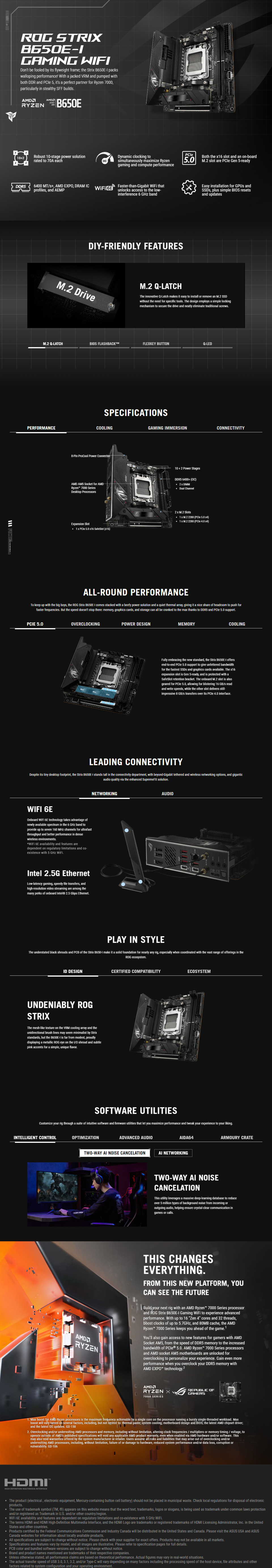 asus am5 atx rog strix b650e-i gaming wifi ddr5 mini itx motherboard