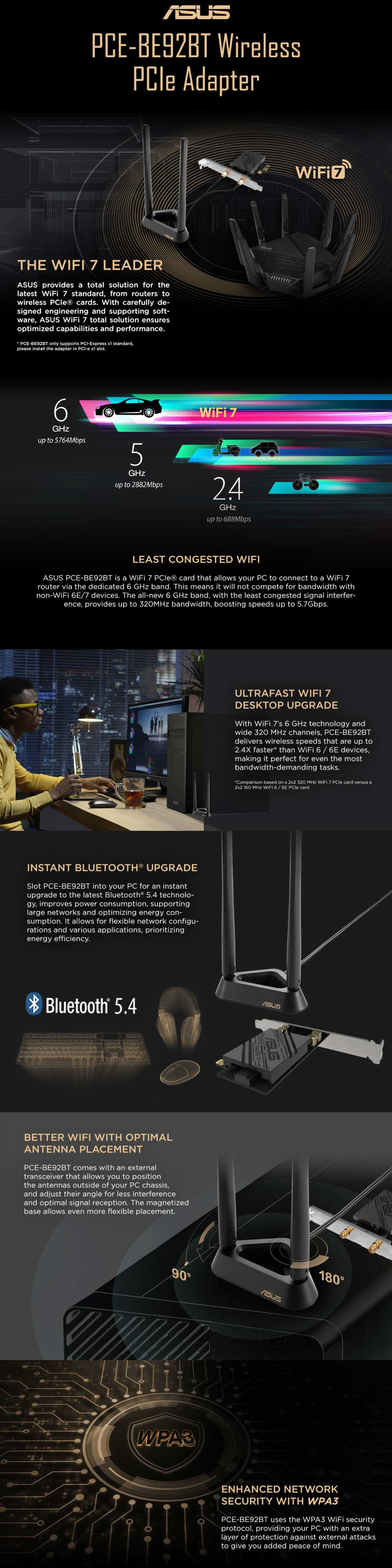 asus pce-be92bt be9400 wifi 7 pcie adapter