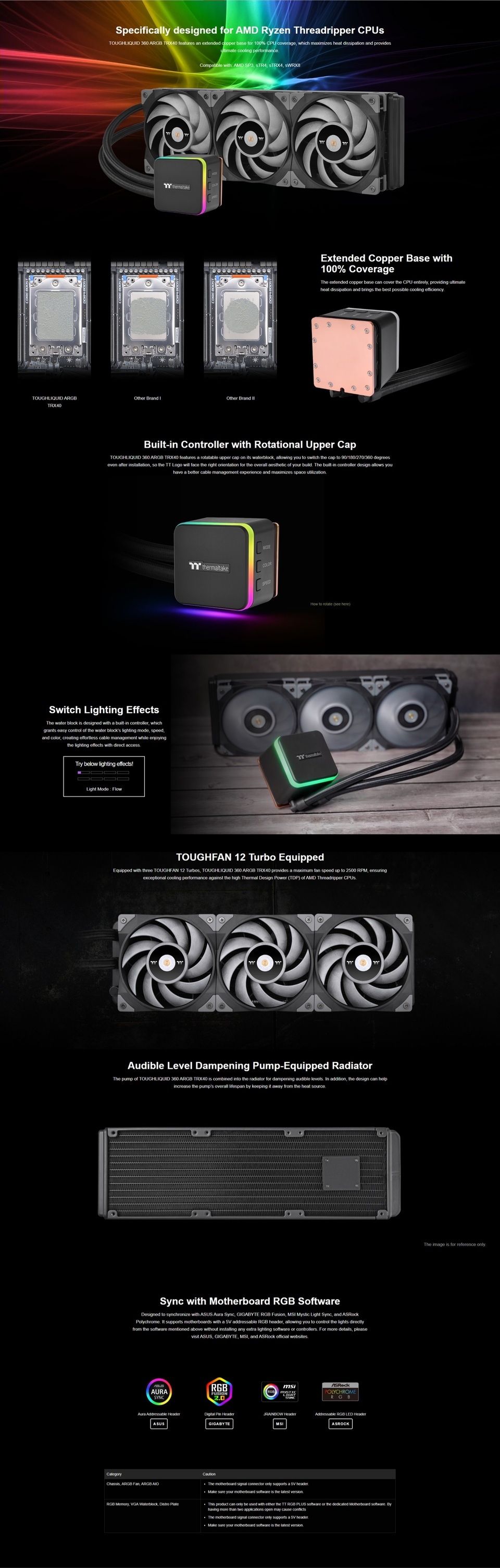 thermaltake toughliquid 360 argb trx40 aio liquid cooler cl-w336-pl12gm-a