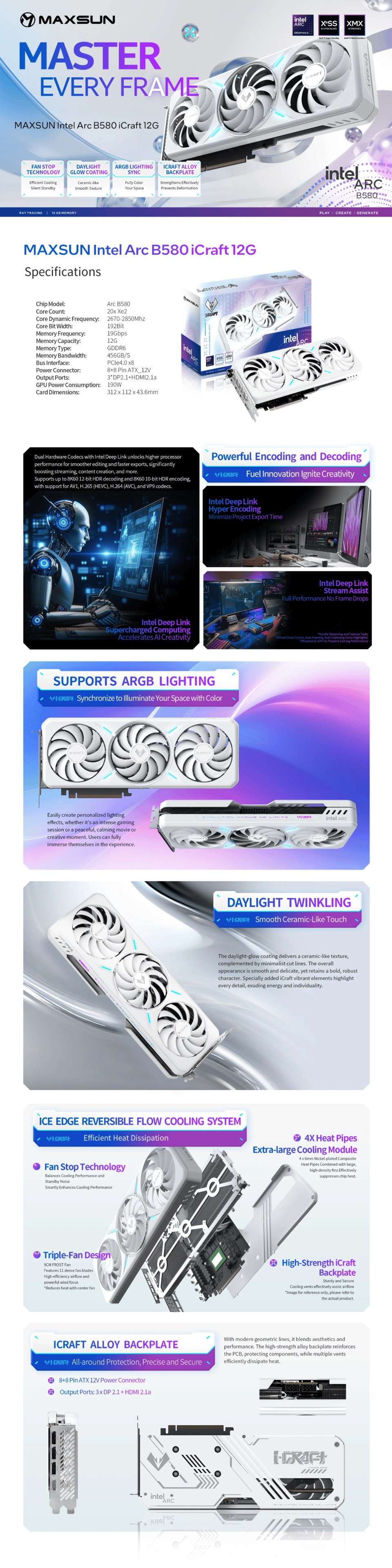 MAXSUN Arc B580 iCraft 12GB GDDR6 Graphics Card - | Computer Alliance