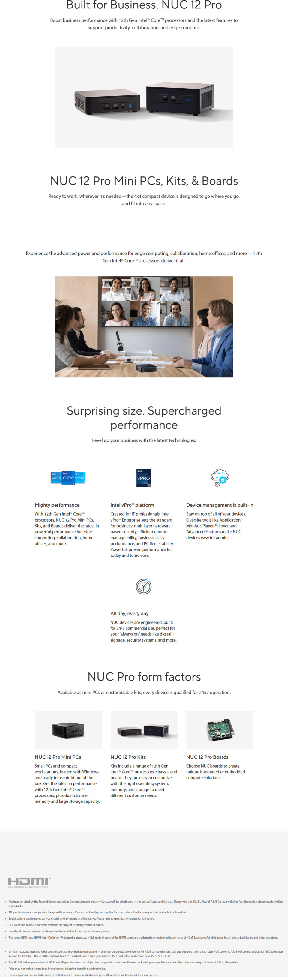asus nuc 12 pro i5-1250p vpro barebone mini pc