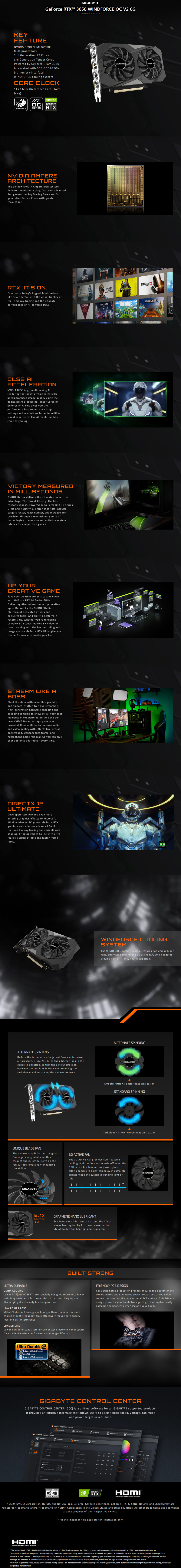 gigabyte geforce rtx 3050 windforce oc v2 6gb gddr6 graphics card