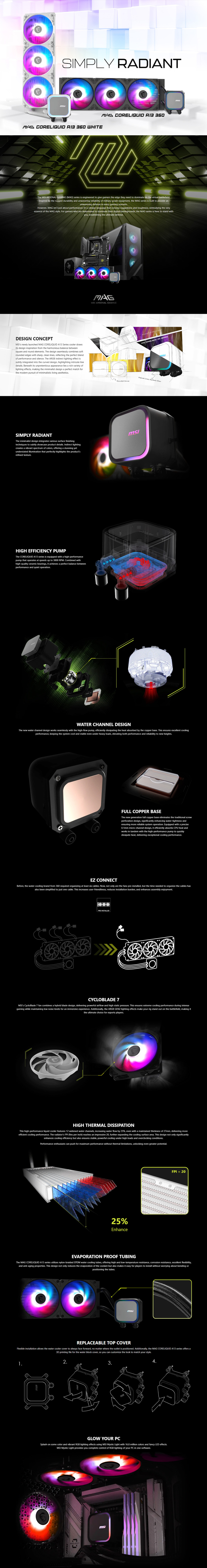 msi mag coreliquid a13 360 white liquid cooler
