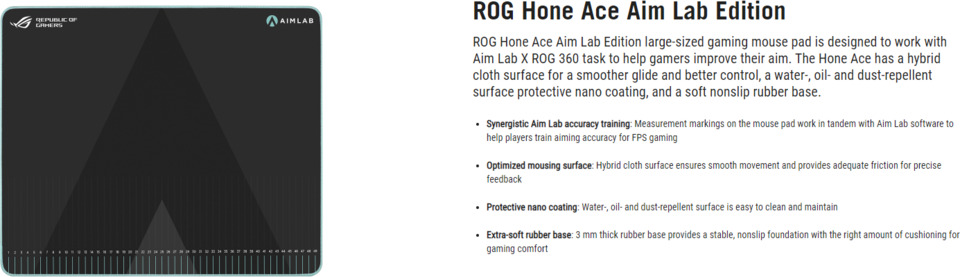 asus rog hone ace aim lab edition mousepad