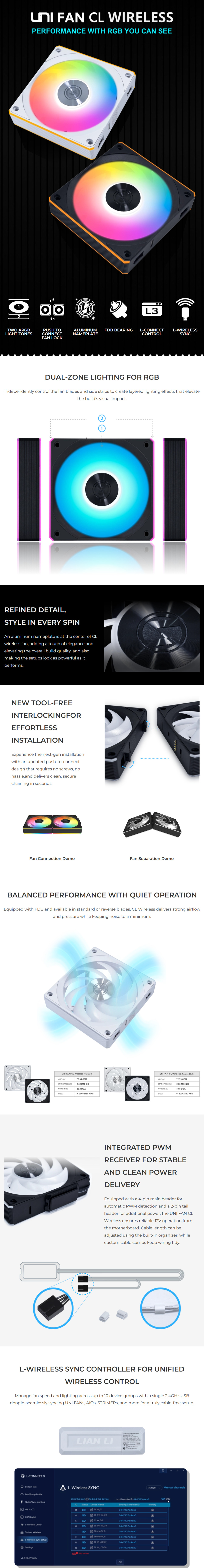 120mm lian li uni fan cl wireless case fan black