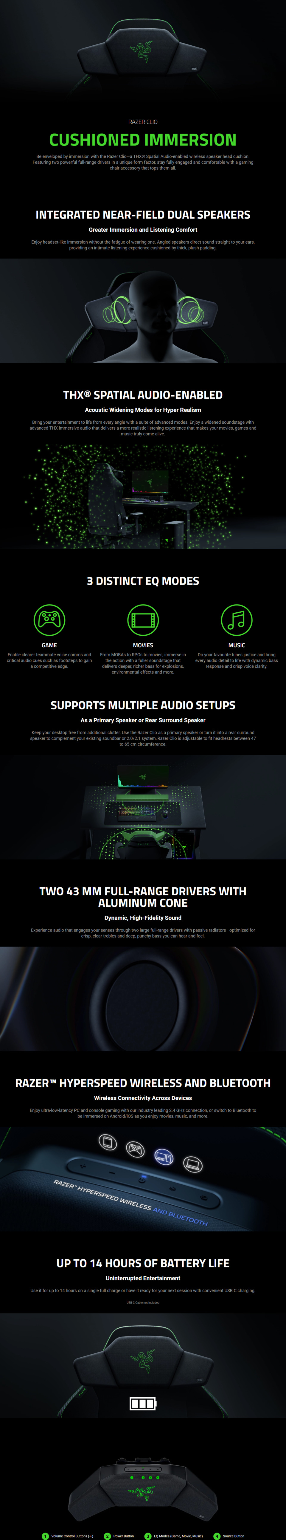 razer clio wireless speaker head cushion with thx spatial audio