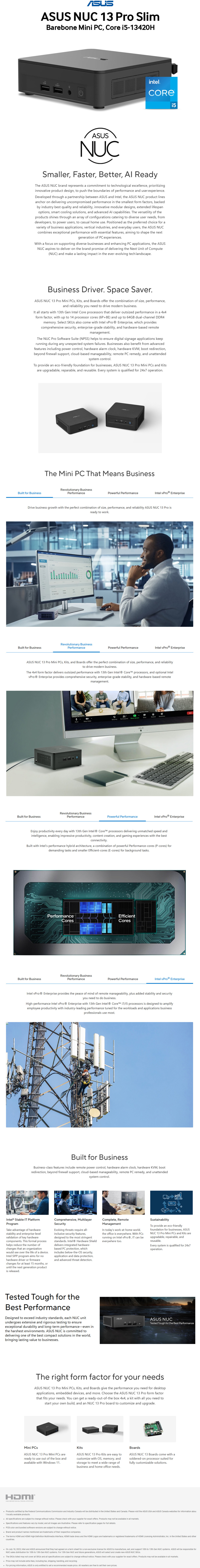 asus nuc 13 pro i5 slim barebone mini pc