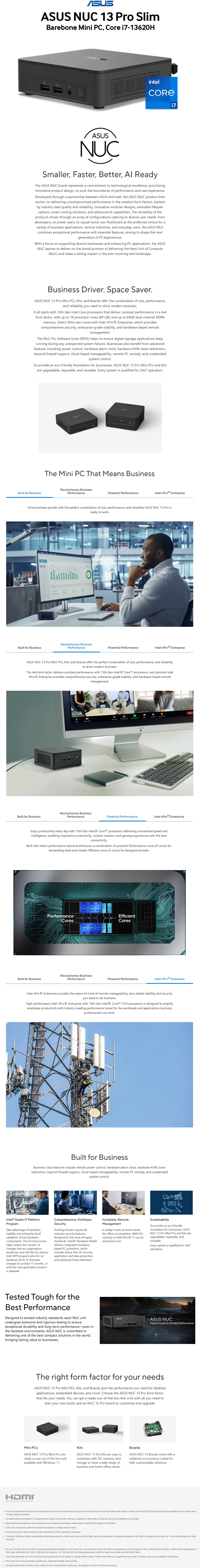 asus nuc 13 pro i7 slim barebone mini pc