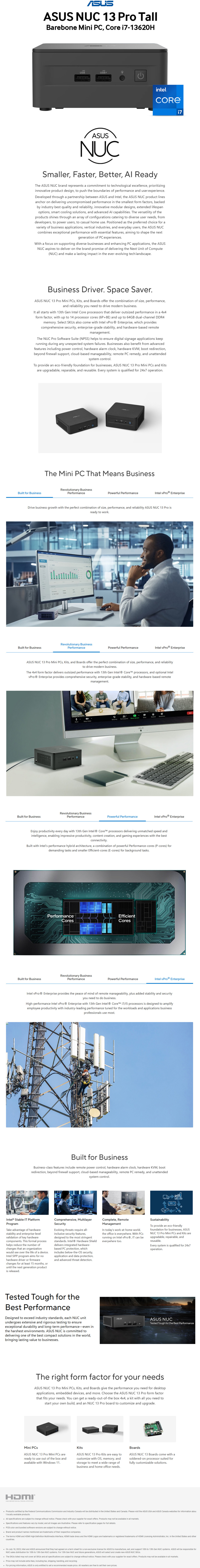 asus nuc 13 pro i7 tall barebone mini pc