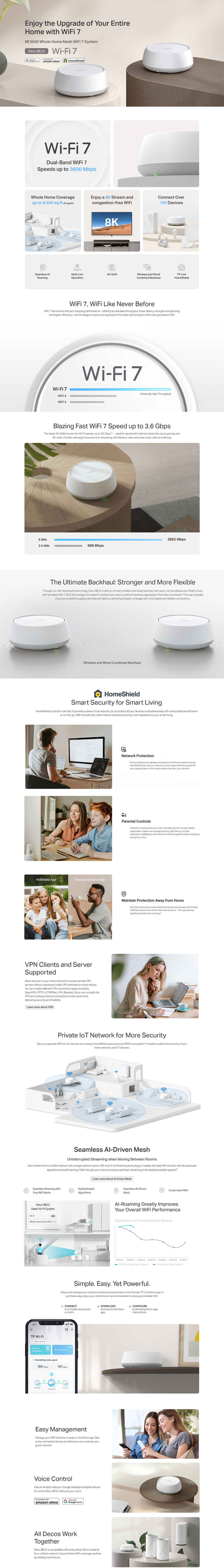 tp-link deco be22 be3600 whole home mesh wi-fi 7 system 2-pack