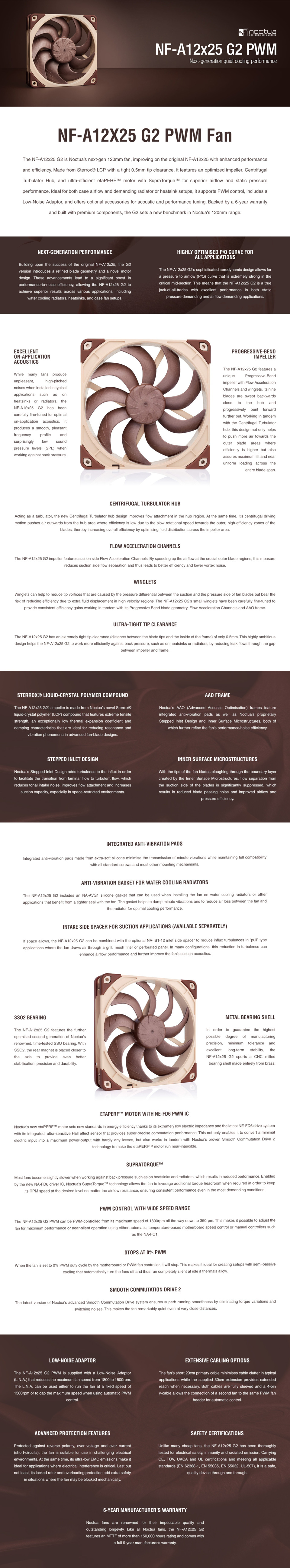 120mm noctua nf-a12x25 g2 pwm case fan