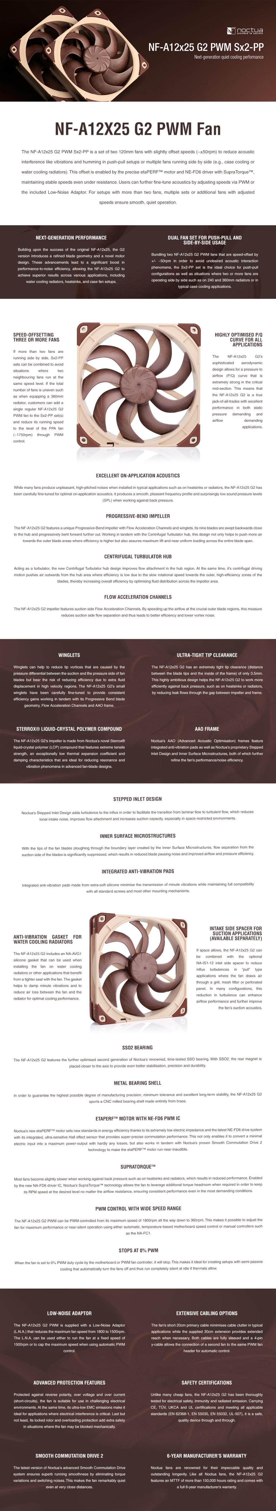 2 x 120mm noctua nf-a12x25 g2 pwm sx2-pp case fan