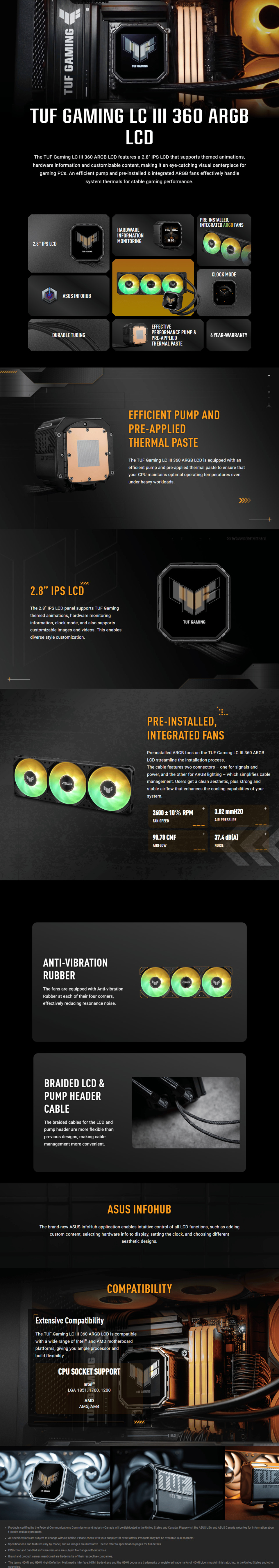 asus tuf gaming lc iii 360 argb lcd liquid cpu cooler