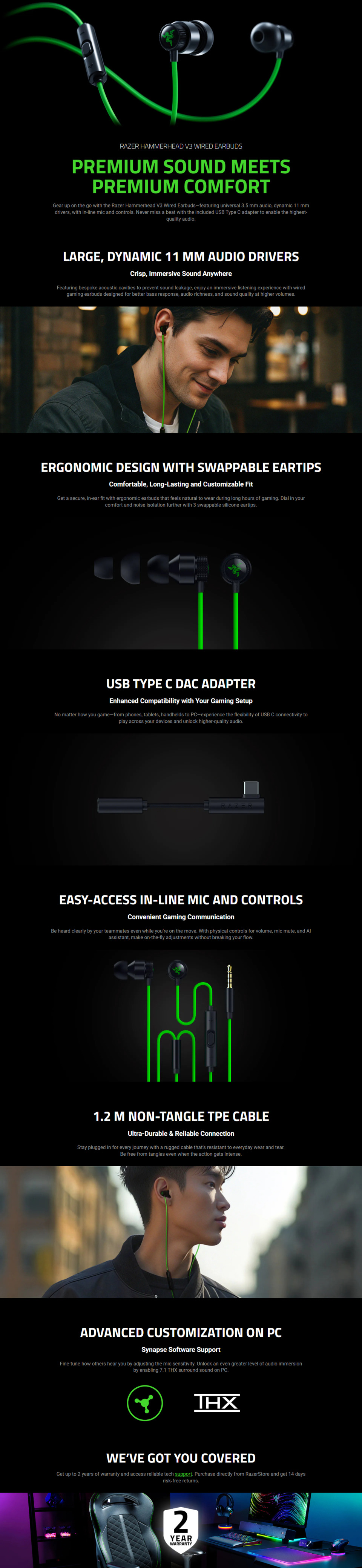 razer hammerhead v3 wired gaming earbuds
