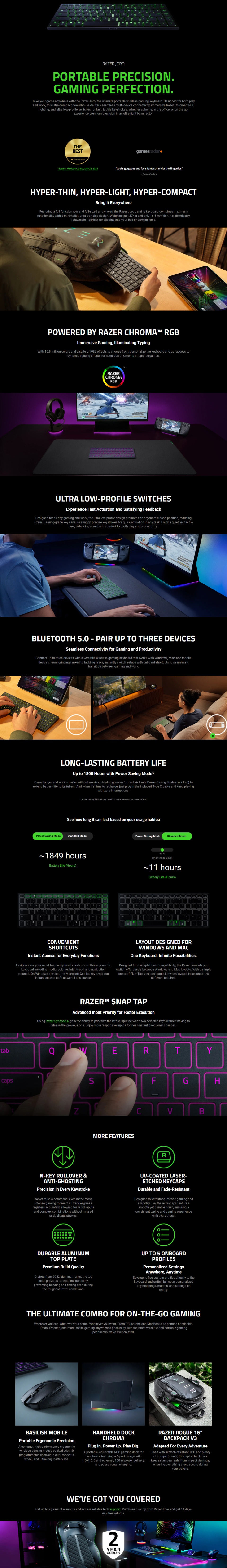 razer joro portable wireless gaming keyboard