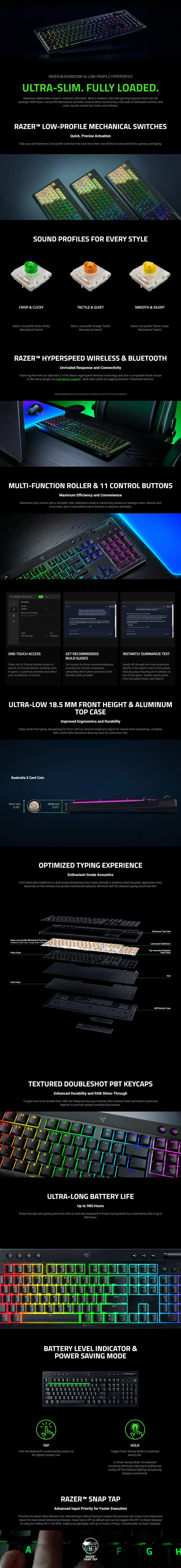 razer blackwidow v4 low-profile wireless mechanical clicky gaming keyboard