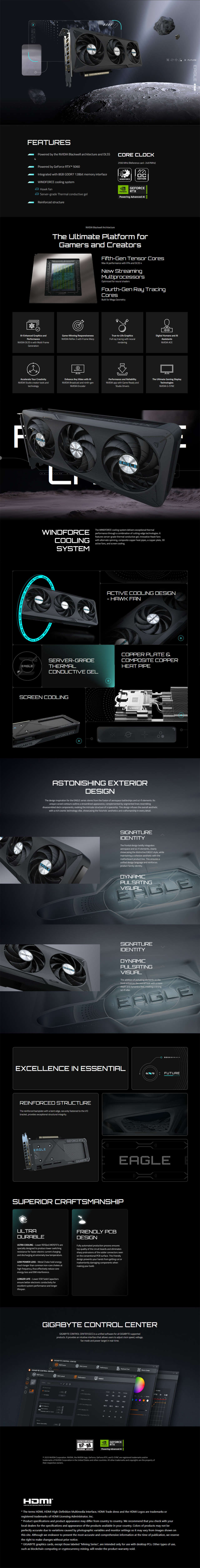 gigabyte geforce rtx 5060 eagle max oc 8gb gddr7 graphics card black