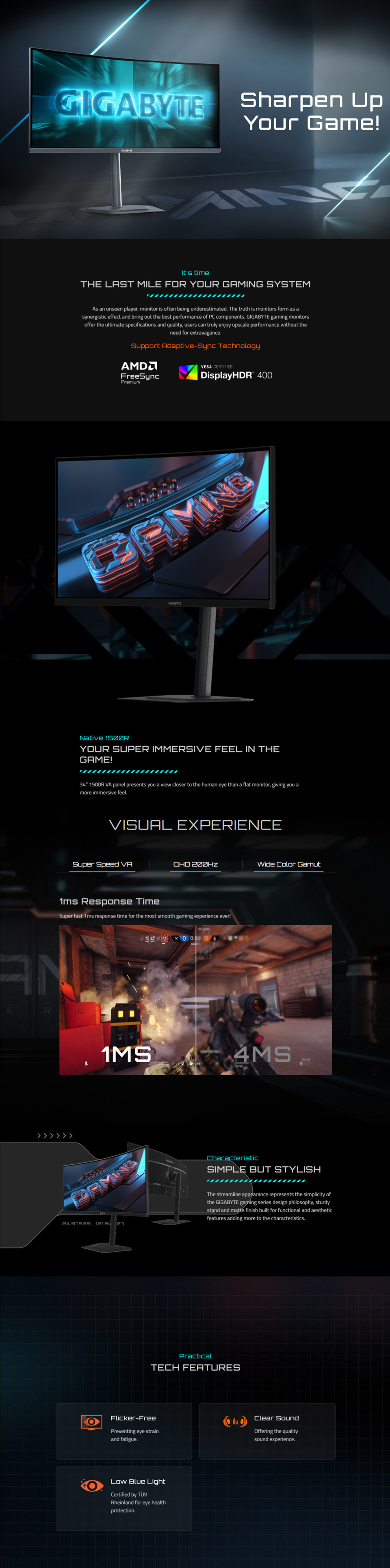 34 gigabyte g34wqc2 wqhd 200hz va curved ultrawide gaming monitor