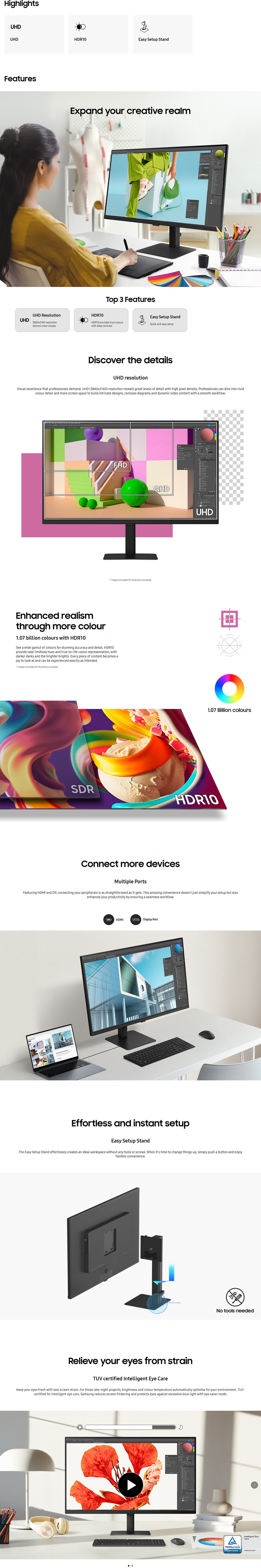 37 samsung ls37d702eaexxy viewfinity s7 s70d 4k uhd va monitor