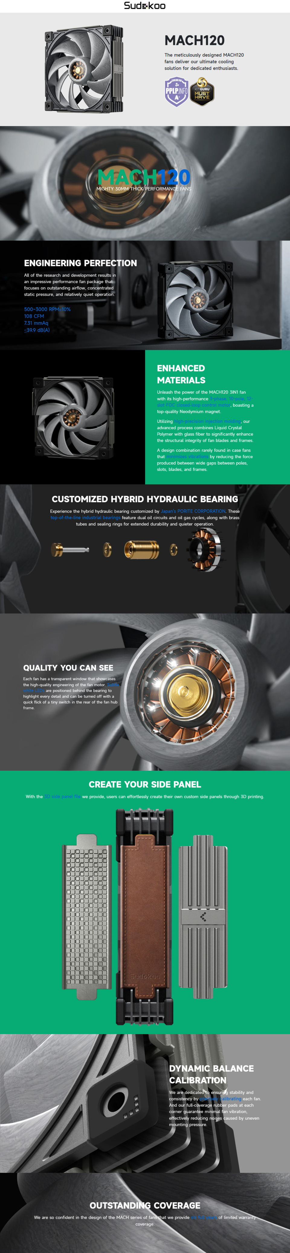 120mm sudokoo mach120 case fan black