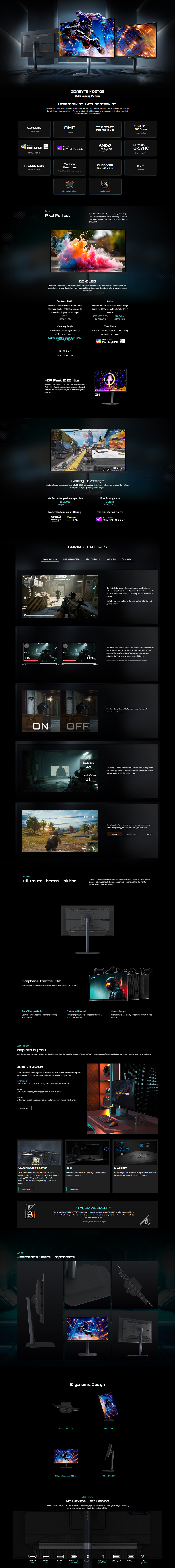 27 gigabyte mo27q3 qhd 360hz qd-oled gaming monitor