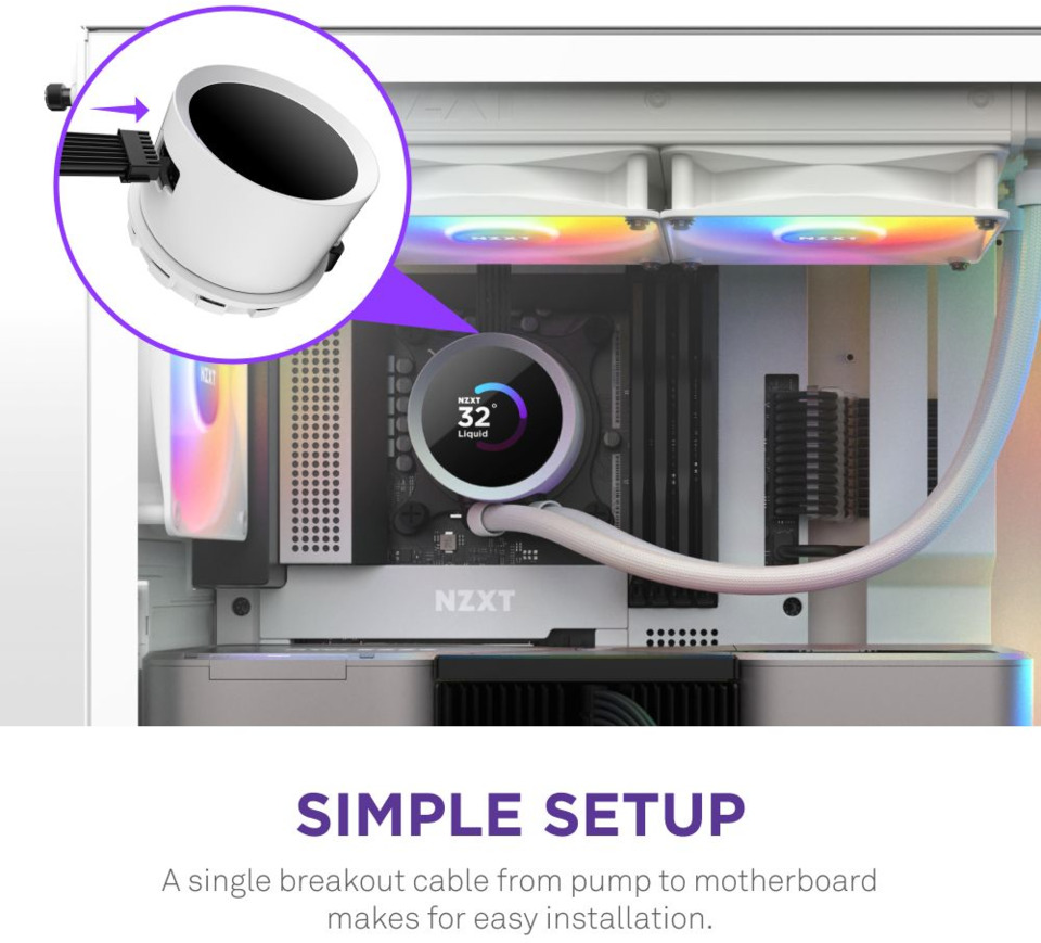 nzxt kraken 360mm rgb white aio liquid cpu cooler rl-kr360-w1