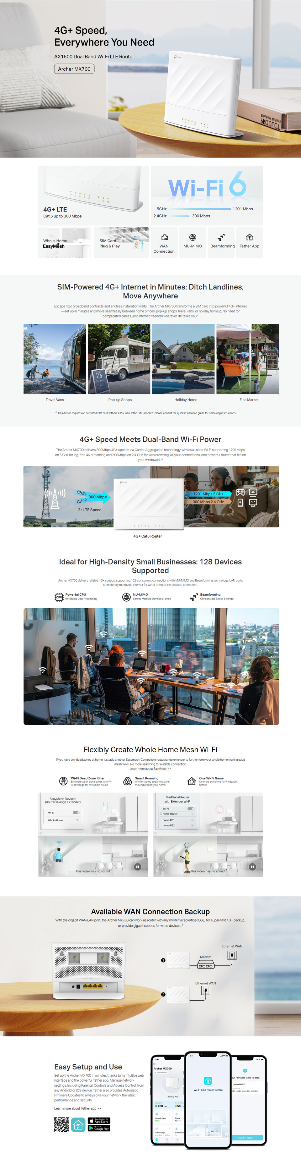 tp-link archer mx700 4g ax1500 dual band wi-fi lte router