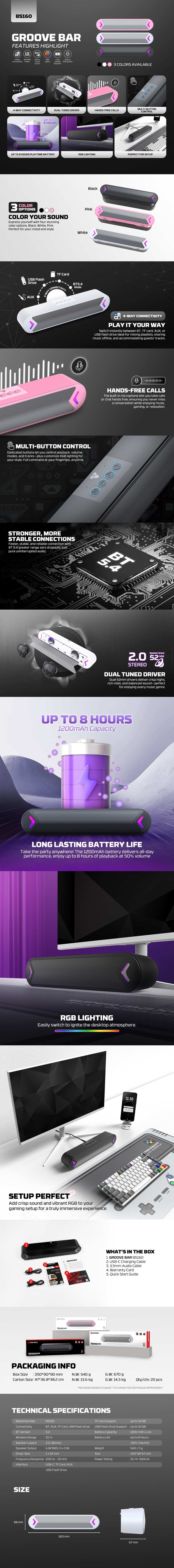 fantech groove bar portable rgb wireless gaming speaker black