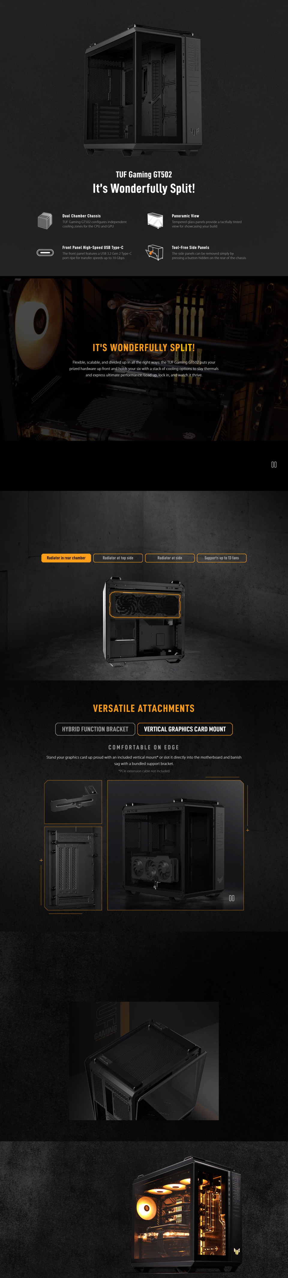 asus atx tuf gt502 tg case grey