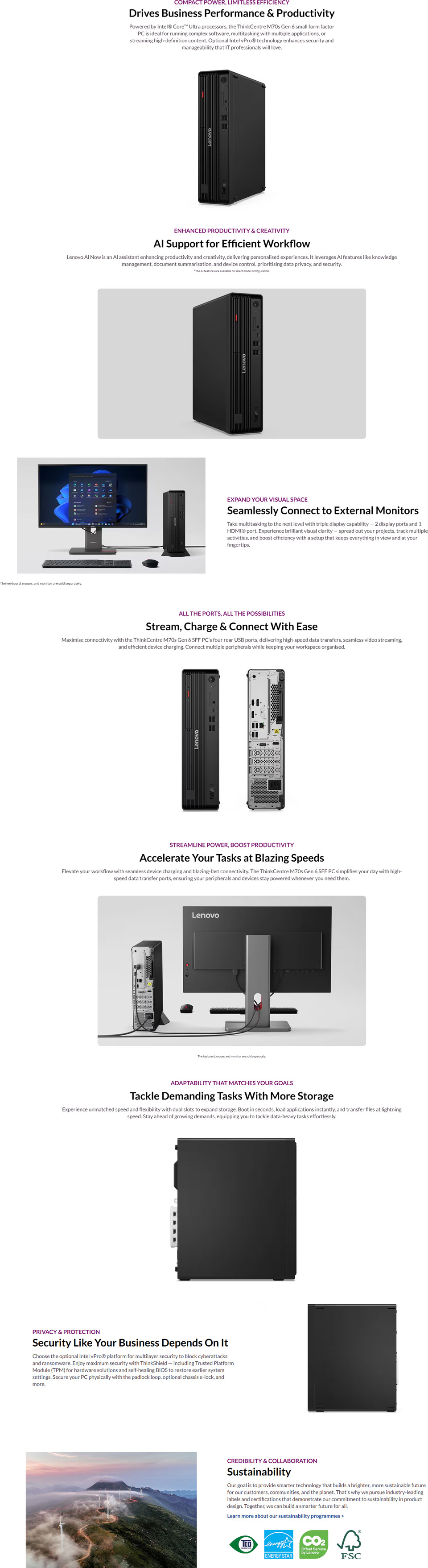 lenovo thinkcentre m70s gen 6 ultra 7 16gb512gb sff desktop win11 pro