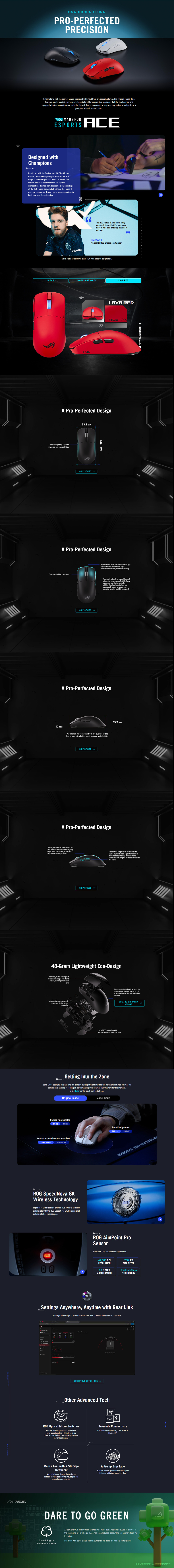 asus rog harpe ii ace wireless gaming mouse red