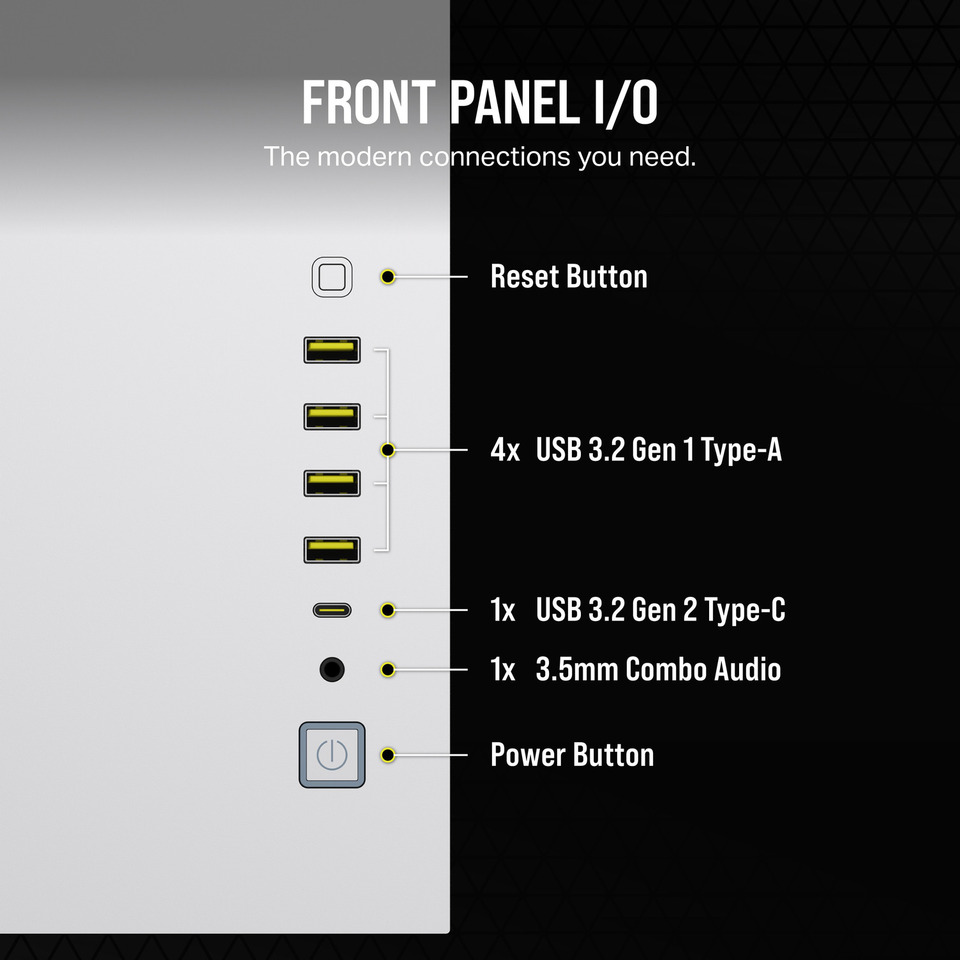 corsair 6500x mid-tower dual chamber white pc case cc-9011258-ww