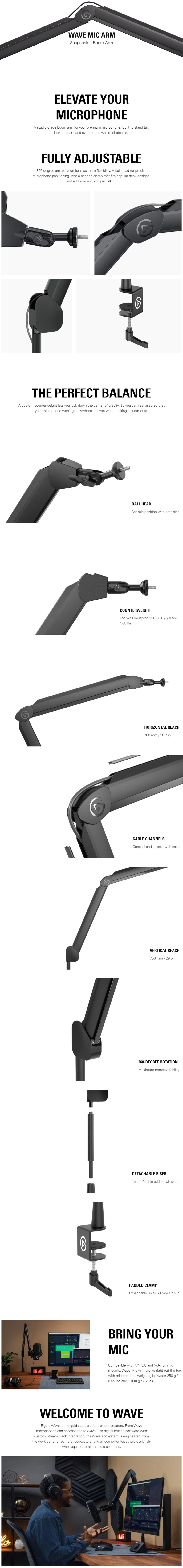 Elgato Wave Mic Arm (High Rise) 10AAM9901 | Computer Alliance