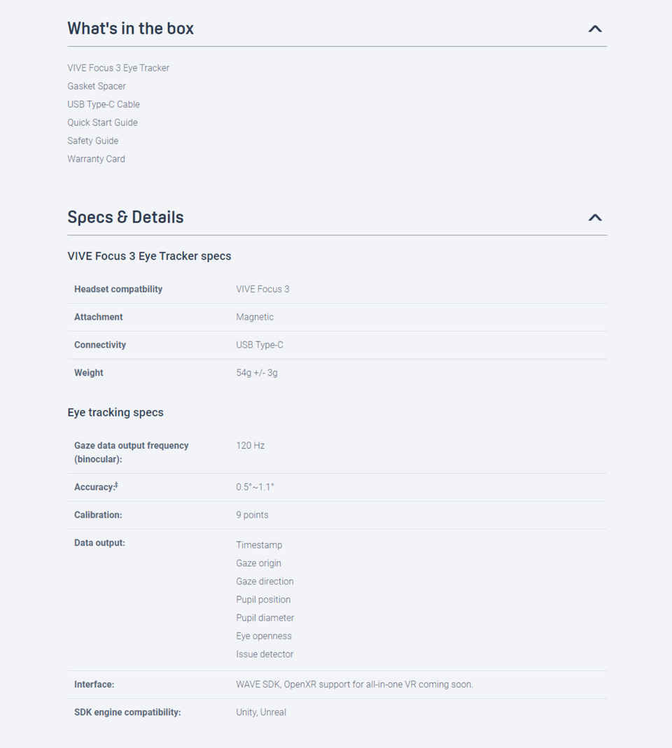 vive focus 3 eye tracker 99hatf004-00