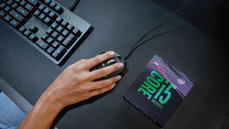 9th gen core i5 box with man working on mouse and keyboard