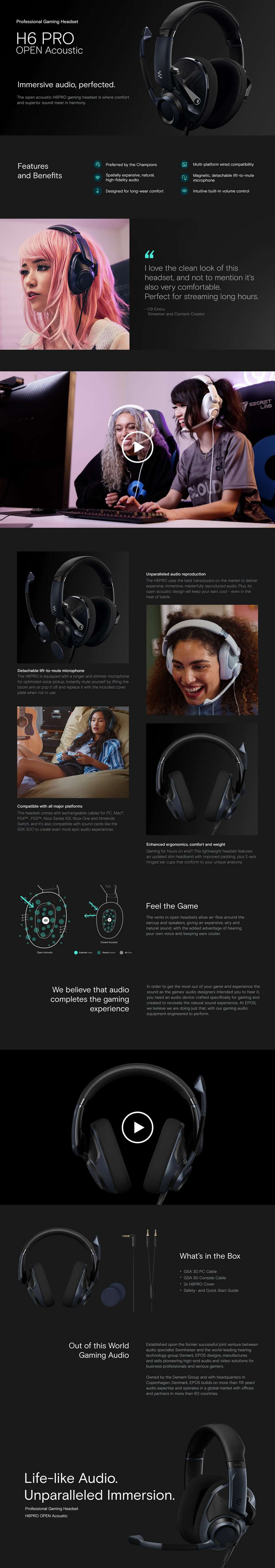 epos h6pro open ghost white 35mm gaming headset