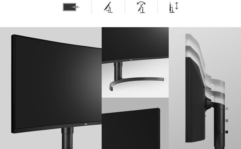 Ergonomic Design : Virtually Borderless Design, One Click Stand, Tilt, and Height